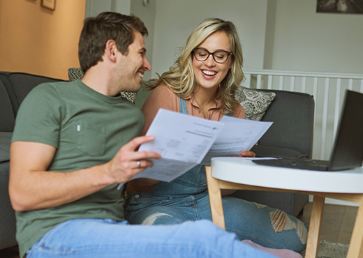 Young couple going over finances