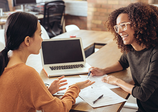 Two business women having a meeting