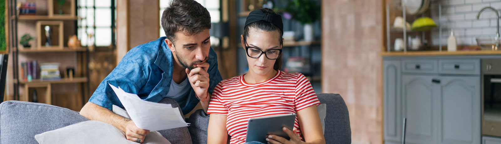 Young couple going over finances